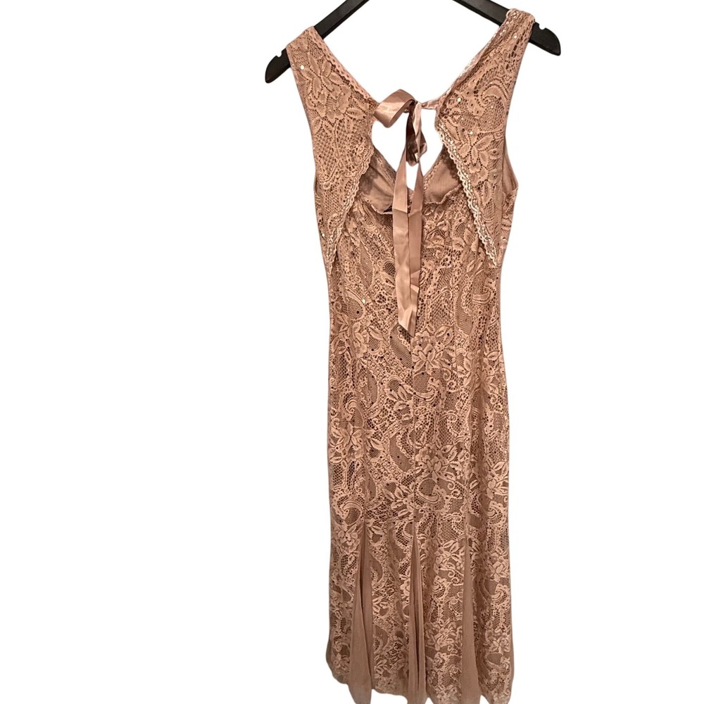 Candalite Rose Gold Lace Sequin Open Back Midi Dress Small fairy party - Picture 8 of 8
